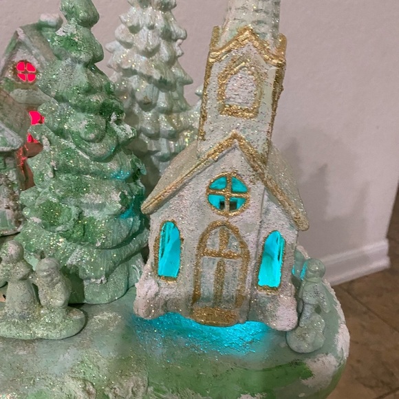 VTG Scioto Ceramic Mold Light-Up Christmas Gold Sparkling Large Village Scene - Picture 5 of 16